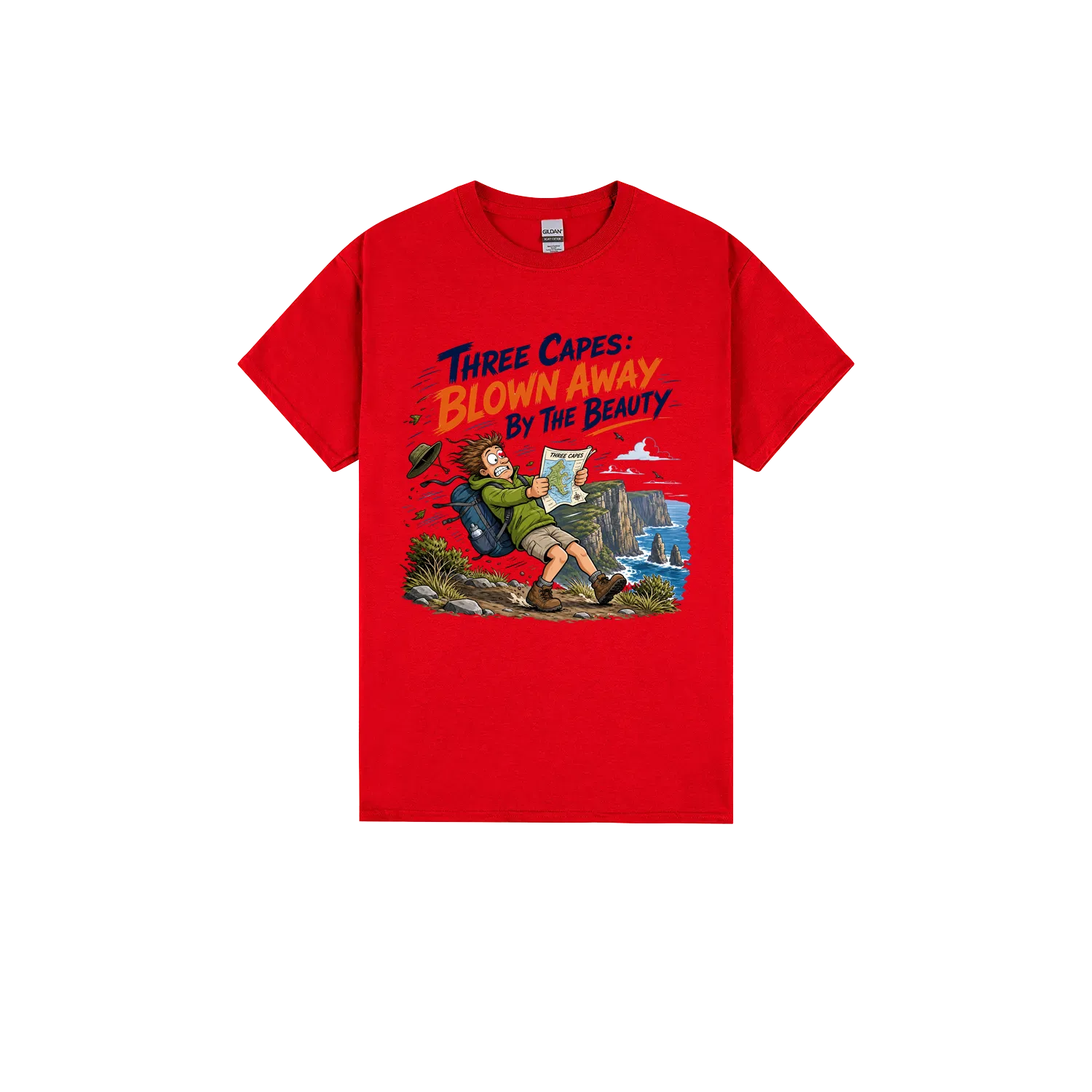 Red front flat lay