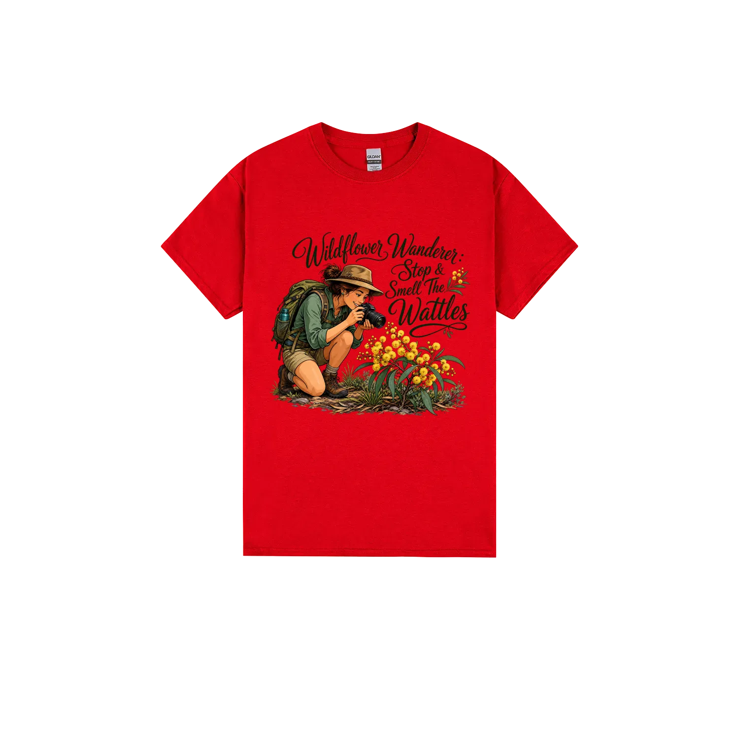 Red front flat lay