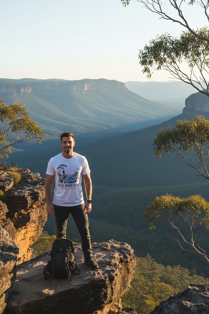 Blue Mountains Tee - Lifestyle Model Shot
