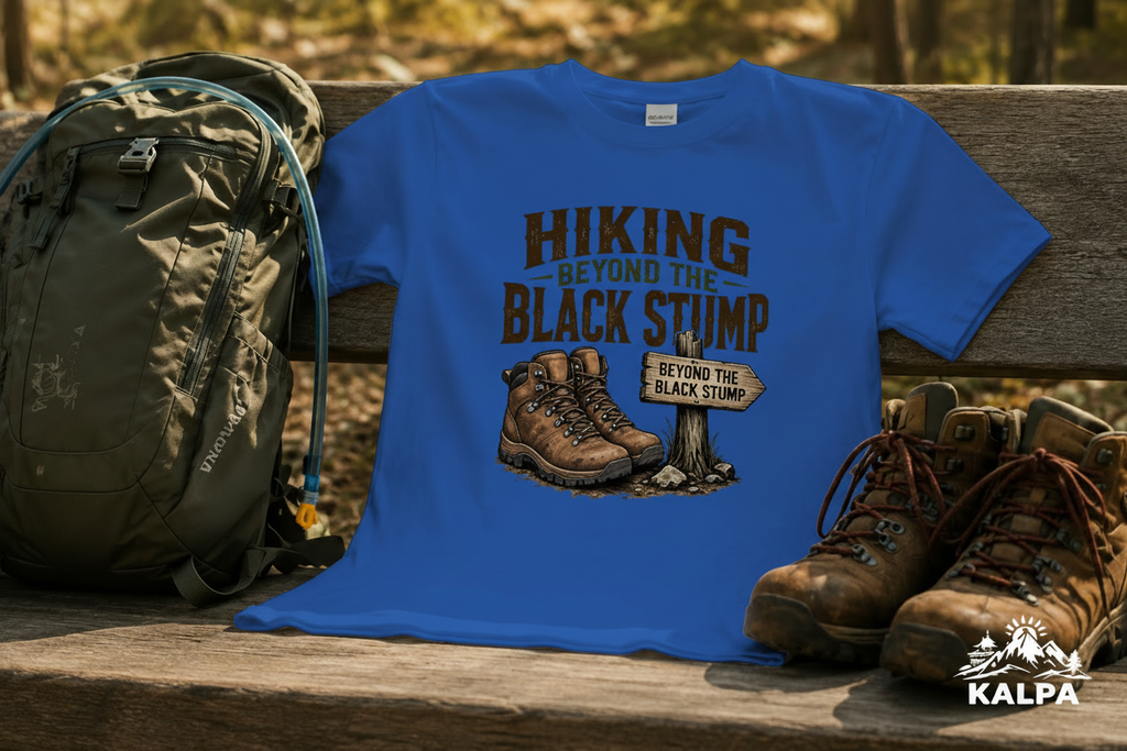 Hiking Beyond the Black Stump – Royal Blue Bench Mockup