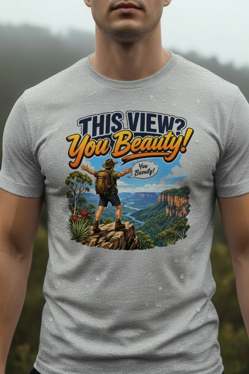 This View? You Beauty! On-Model Mock – No Rain